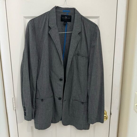 Marc Ecko Cut and Sew Unstructured Blazer Pinstripe Gray Cotton Size XL Casual - Picture 1 of 4
